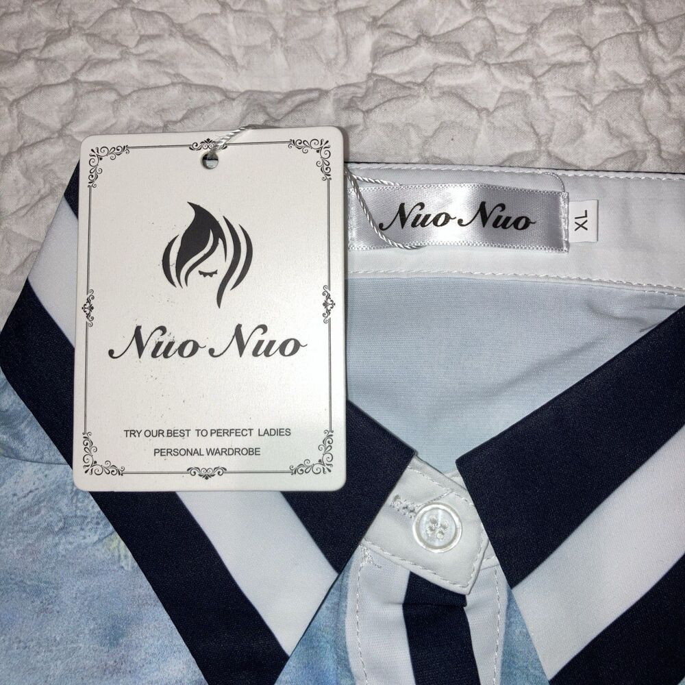 nuo nuo women’s blouse XL nautical button down all over print - Picture 7 of 8